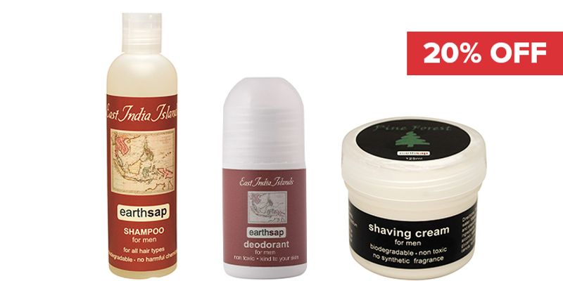 20% Off Earthsap Men's Personal Care Cover Image